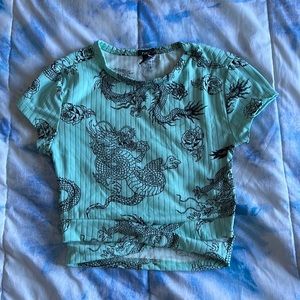 XS Teal Rue21 Crisscross Crop Top